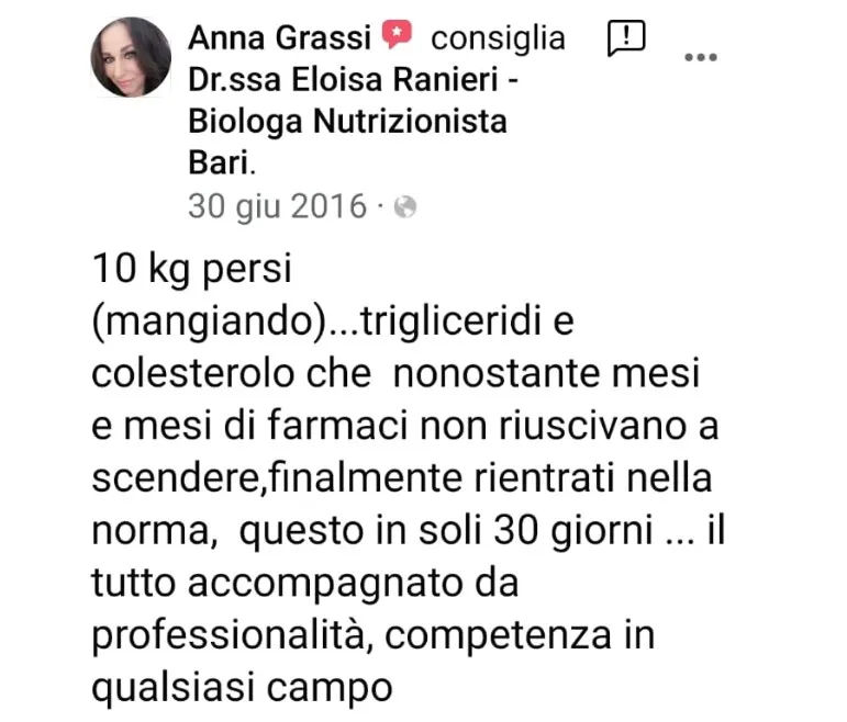 Nutrizionista Bari Dr. Ssa Eloisa Ranieri