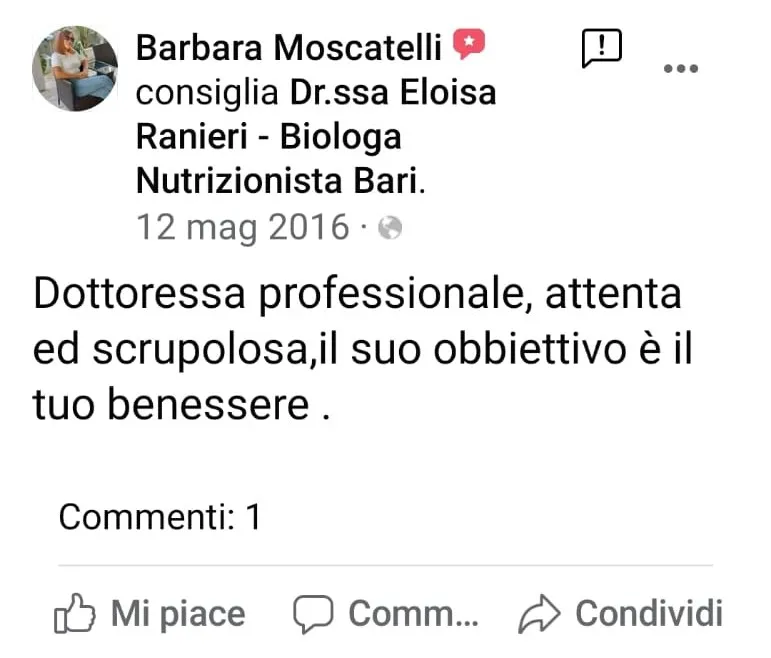 Nutrizionista Bari Dr. Ssa Eloisa Ranieri