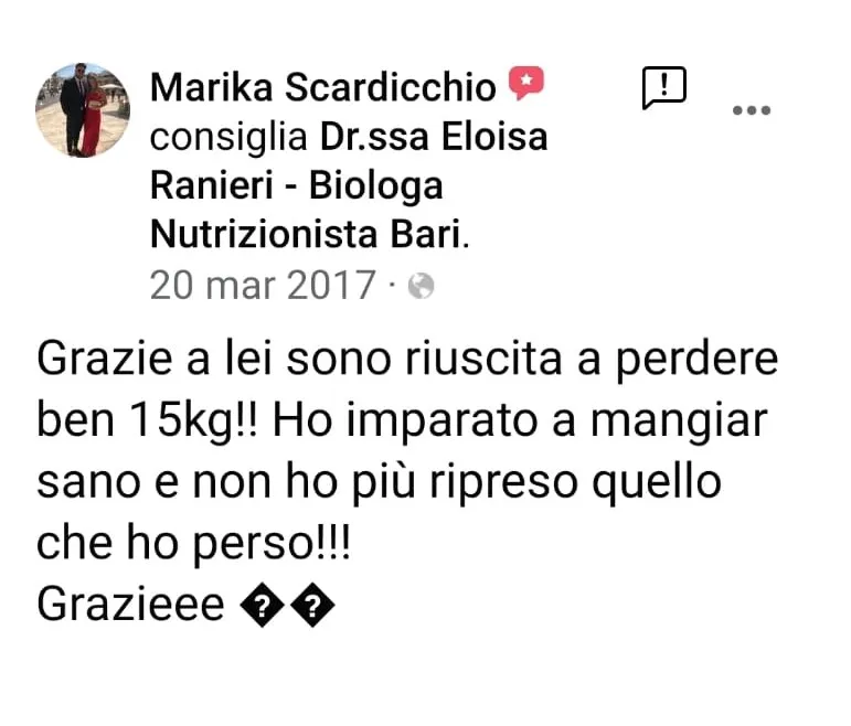 Nutrizionista Bari Dr. Ssa Eloisa Ranieri