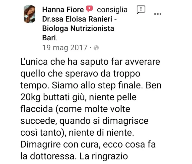 Nutrizionista Bari Dr. Ssa Eloisa Ranieri