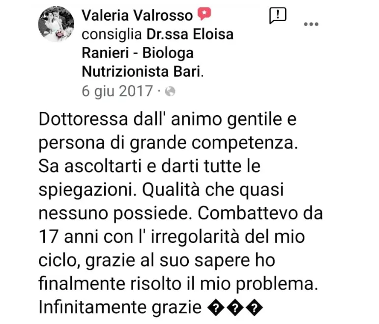 Nutrizionista Bari Dr. Ssa Eloisa Ranieri