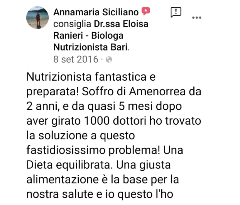 Nutrizionista Bari Dr. Ssa Eloisa Ranieri