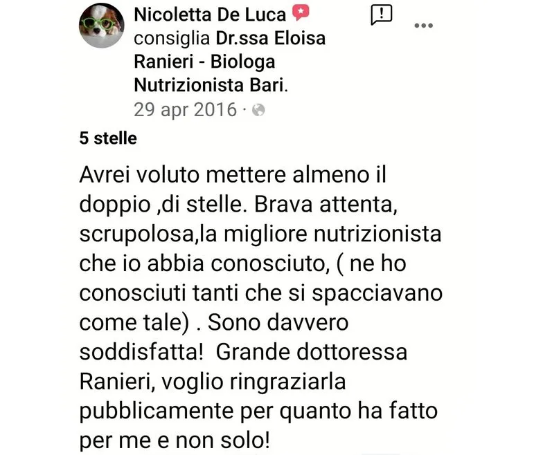 Nutrizionista Bari Dr. Ssa Eloisa Ranieri