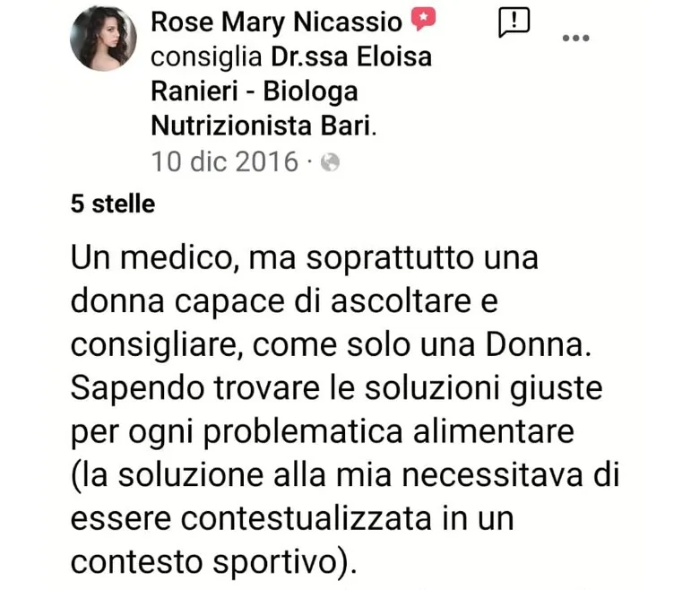 Nutrizionista Bari Dr. Ssa Eloisa Ranieri